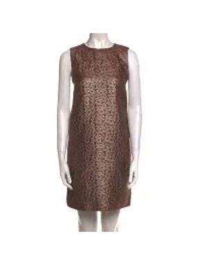 RED Valentino Gold and Brown Brocade Jacquard Mini Dress IT 44 US 6